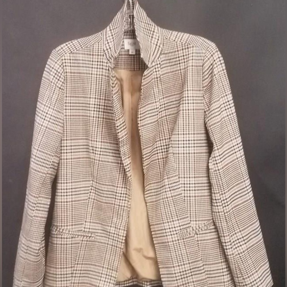 Saint Tropez Women's Multicolor Plaid Pockets Long Sleeve Blazer Jacket Size XS